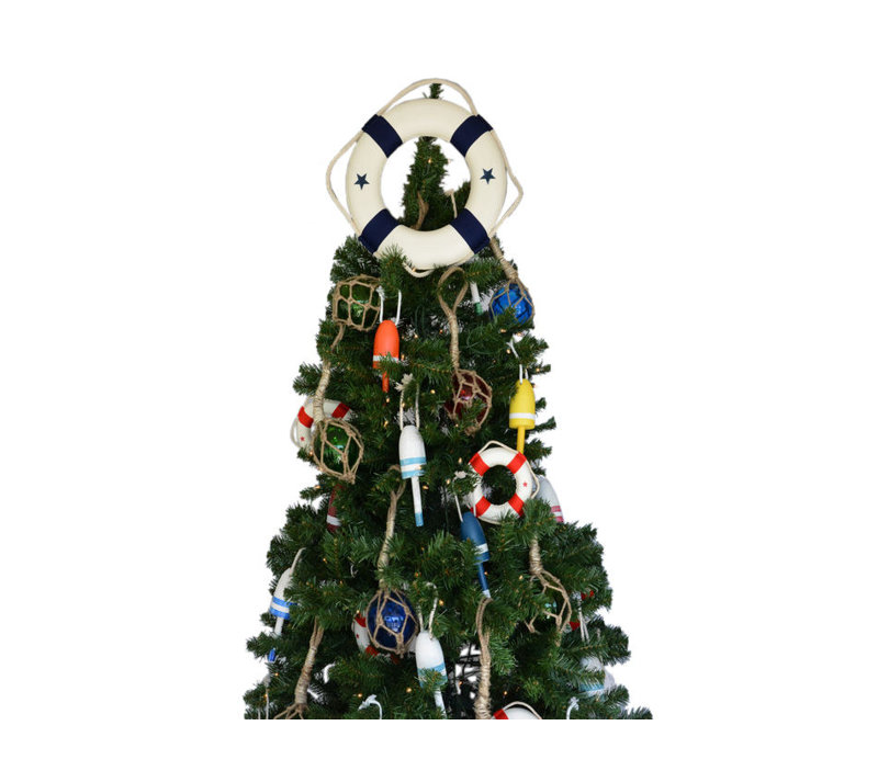 Décoration d’arbre de noël blanc sauvetage surmatelas, Bleu