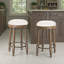 Ensemble de 2 tabourets de bar pivotants - siège rembourré en tissu, base en bois d'hévéa?-830117824-830117826