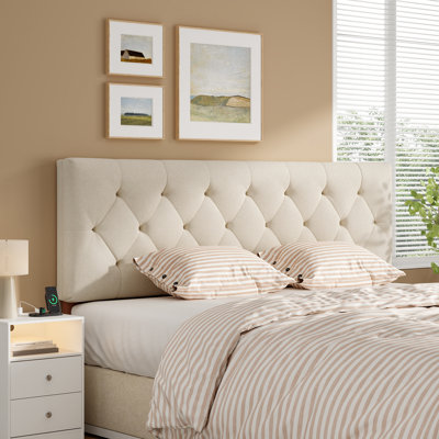 Modern Upholstered Headboard with Diamond Stitching