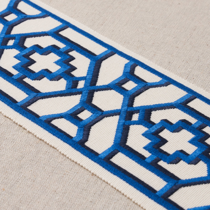 Schumacher x Mary McDonald Zanzibar Trellis Tape, Blue