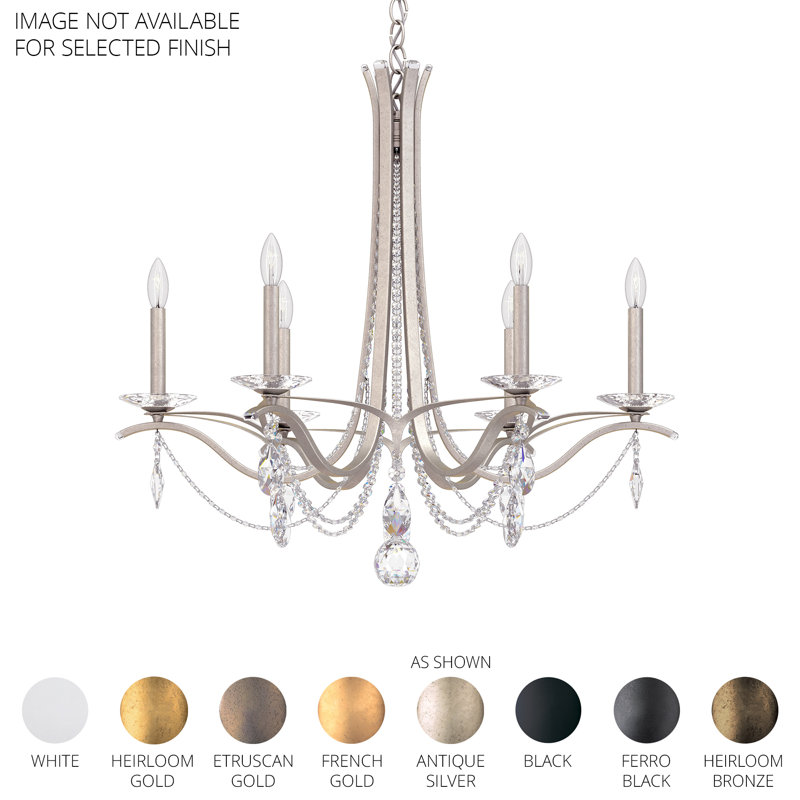 Vesca 6 - Light Chandelier, White, Radiance Crystal