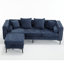 Canapé modulaire en L, repose-pieds convertible avec rangement, chenille, accoudoirs carrés, canapé capitonné moderne, 3 places et clouté, bleu-843096003
