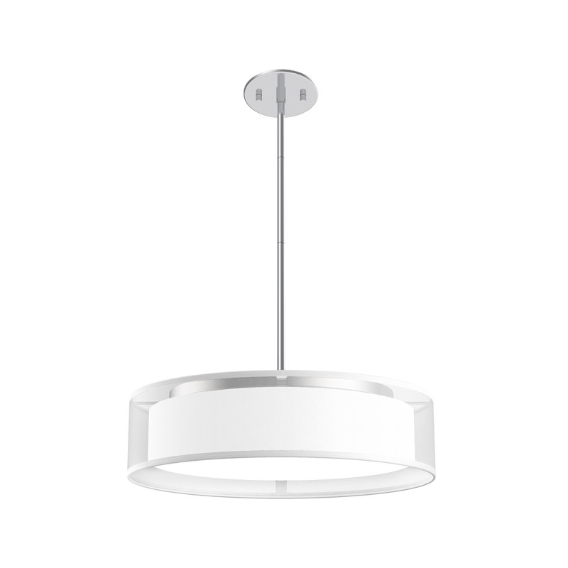 Dalton 1 - Light LED Single Pendant, 50.38" H x 16" H x 16" D, White Organza
