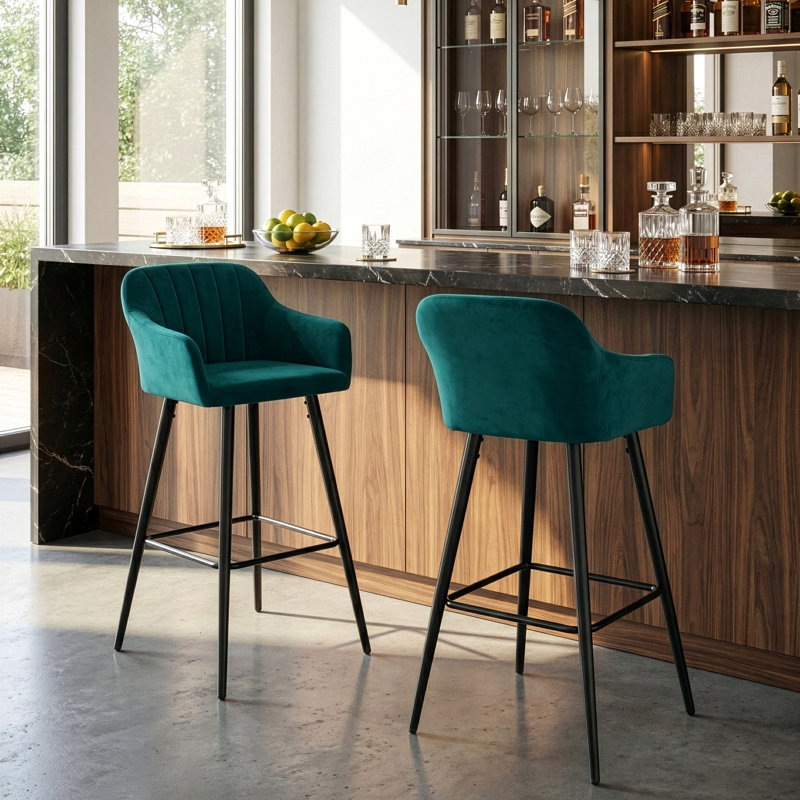 Leticia Upholstered Counter Stool with Metal Frame
