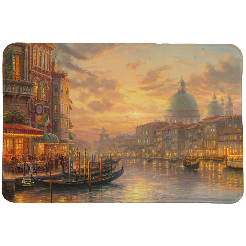 Venetian Café Memory Foam Rug with Scenic Print