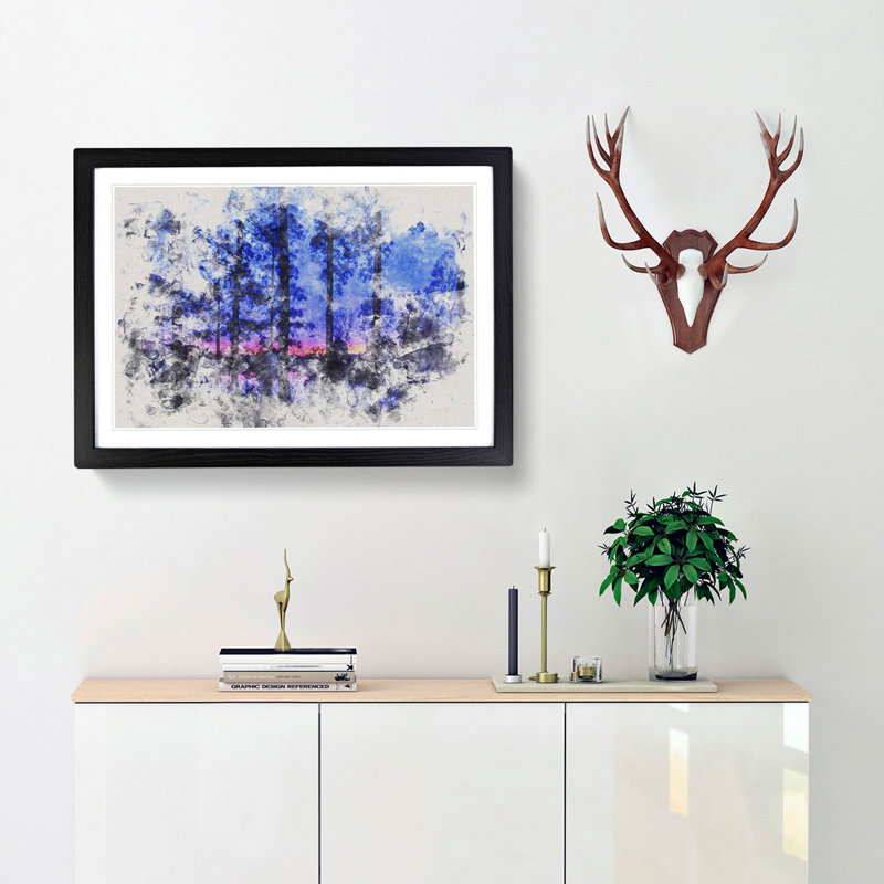 Sunset Through the Trees - Picture Frame Graphic Art Print, Black Framed, 24cm H x 33cm W x 2cm D