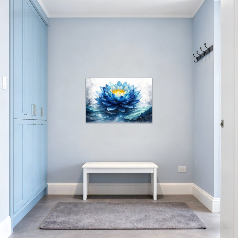 Plantes et fleurs, fleur de lotus bleue, art de la réflexion de l'eau, H 24 po x l 36 po