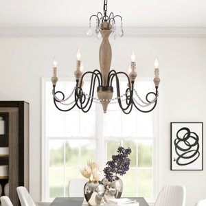 6-Light Rustic Vintage Antique Metal Candle Chandelier