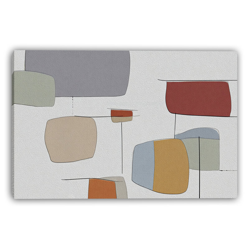 «Mid Century Color Forms», art abstrait moderne sur toile tendue, H 36 po x l 48 po x P 1,5 po