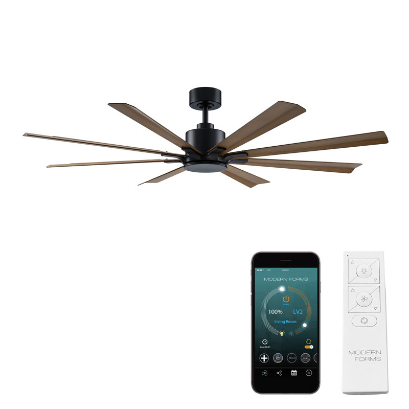 Size Matters 8-Blade Smart Ceiling Fan, 65", Yes, Distressed Koa