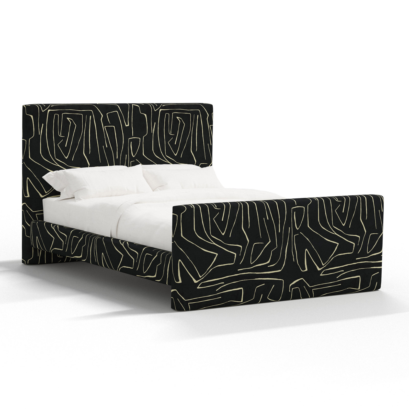Upholstered Bed, Graffito Onyx Beige, Full