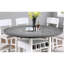 Table de cuisine transitionnelle, plateau rond / carré, blanc antique et gris, feuille intégrée, 6 places assises pour les repas des Fêtes-1047388011