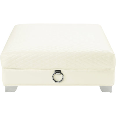 Square Upholstered White With Sleek Legs, Soft Padding For A Comfortable Seating Area, Ideal Tables, 40 Inches Depth Offering And Modern Decor Piece, 17 Height