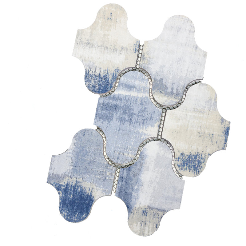 Tuscan Design 4" x 5" Glass Novelty Mosaic Wall Tile, Gray/Blue