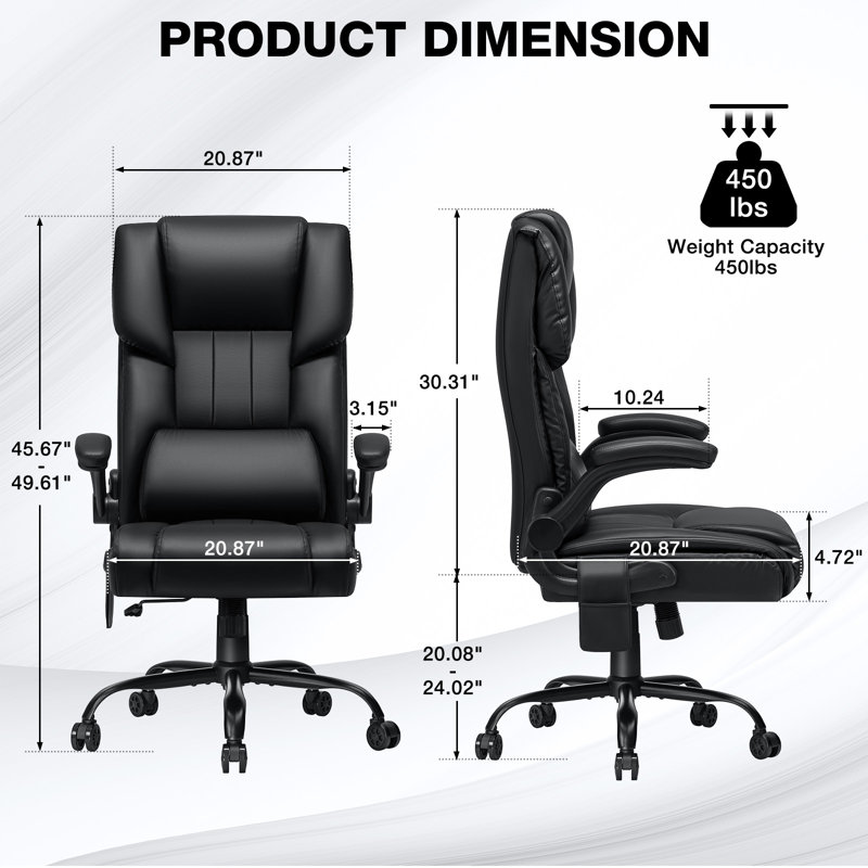 Heated Massage Executive Office Chair Ergonomic Office Chair with Filp-Up Armrests