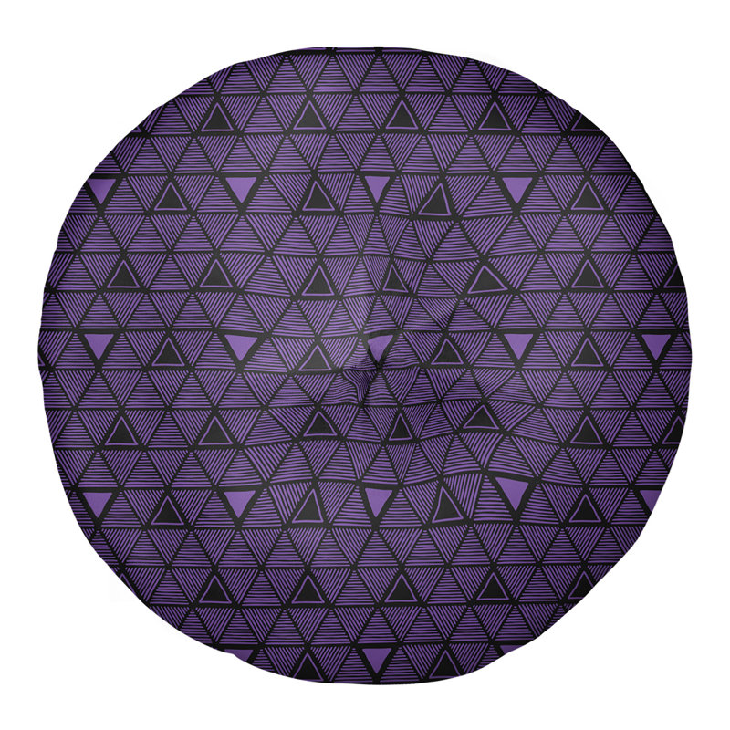 Coussin de sol classique à motif de triangles dessinés à la main, 26 po x 26 po, Mauve foncé