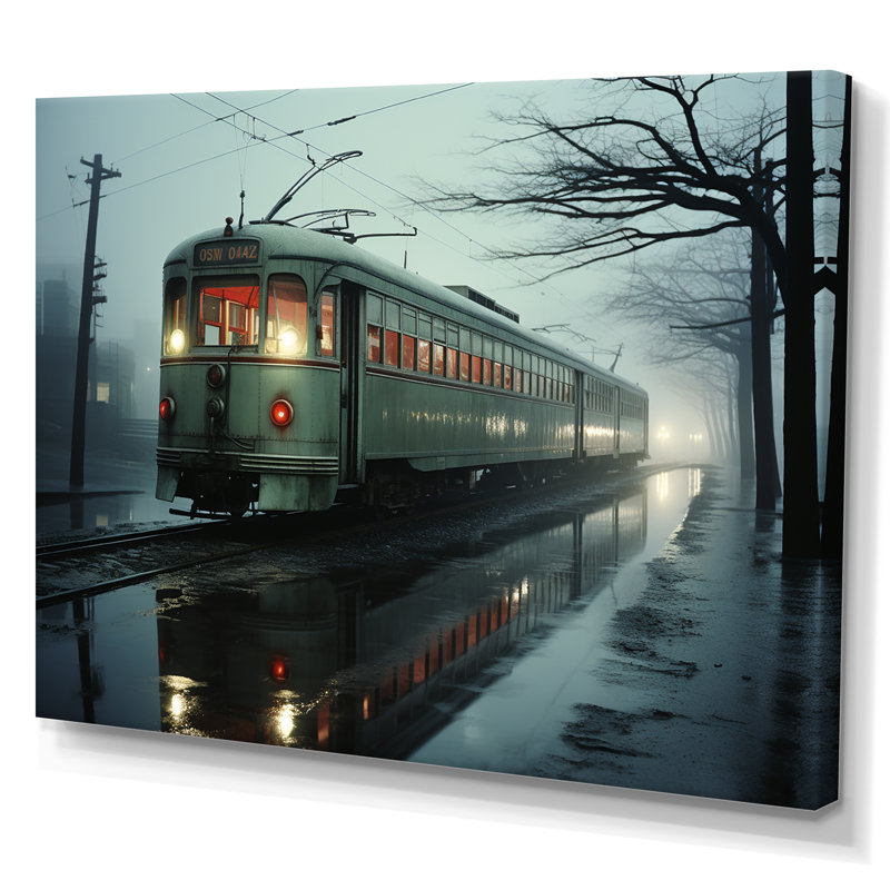 «Train Charm In Winter Photo II», reproduction sur toile, Toile tendue, H 16 po x l 32 po x P 1 po
