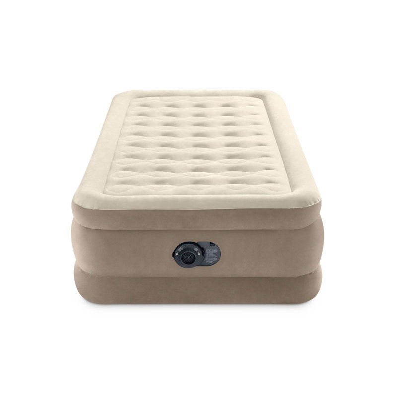 Twin Off-White Raised Air Mattress with Built-In Pump