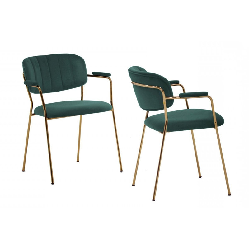 Ensemble de deux chaises de salle à manger modernes et vertes