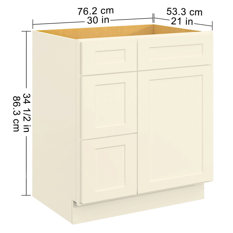 Meuble-lavabo en contreplaqué blanc antique - Construction d'armoire silencieuse et fonctionnelle, Blanc antique