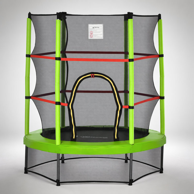 Trampoline Outsunny 5 pi pour enfants avec filet, conception sans ressort pour une sécurité et un rebond accrus, idéal pour une utilisation intérieure et extérieure