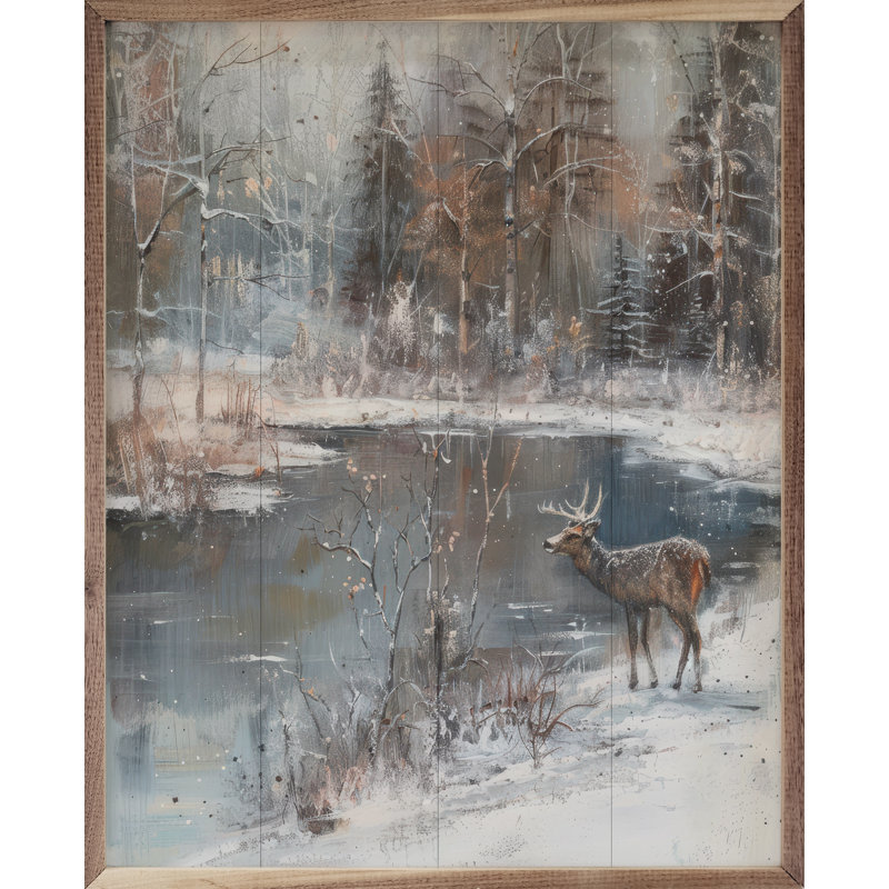 Lakeside Deer 2 par Petals Prints Design, H 20 po x l 16 po