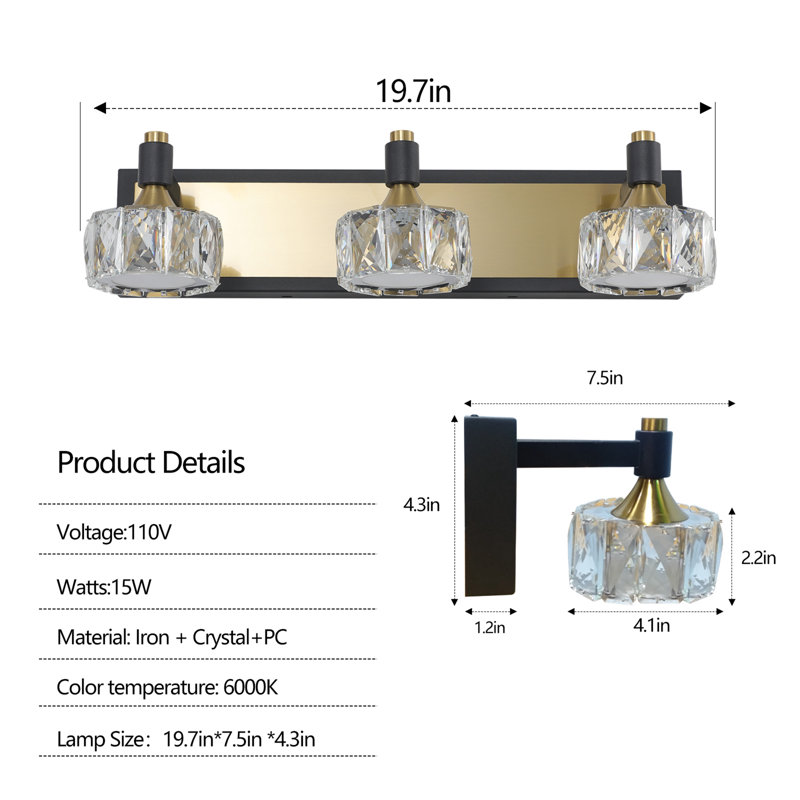  Luminaire de salle de bain moderne en cristal Auberbach, 3