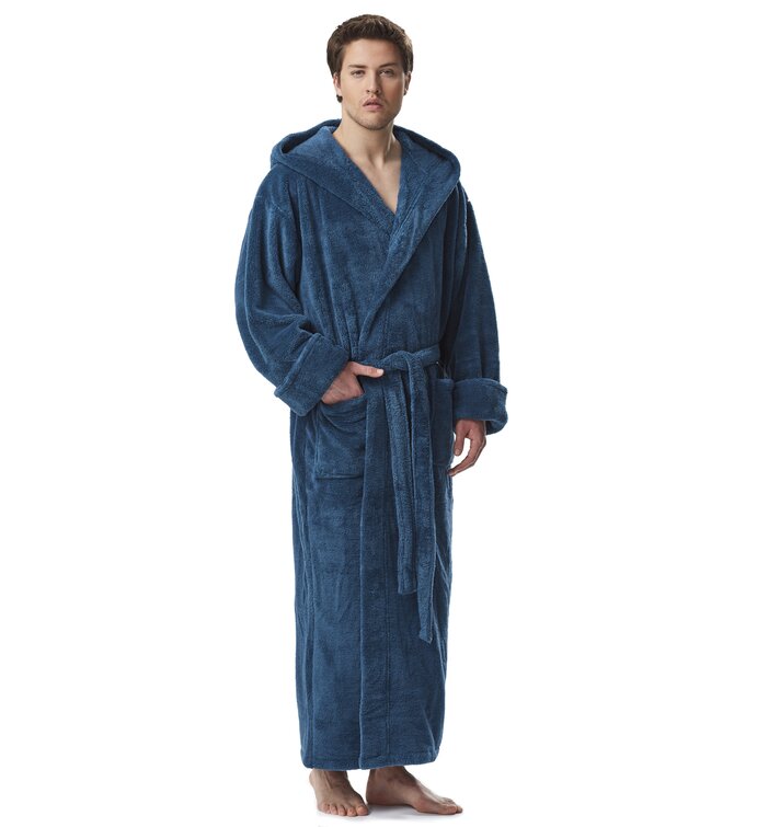 Alec Fleece Ankle Bathrobe with Pockets and Hood