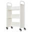 Chariot à livres à 3 niveaux à roulettes en forme de V en blanc