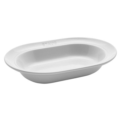 Dining Line 26 cm Ceramic Oval Serving Dish, White