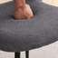 49cm H Linen Fabric Dining Chair, Open Cutout Backrest Upholstered Chair with Black Metal Leg-1676932088-1676932085