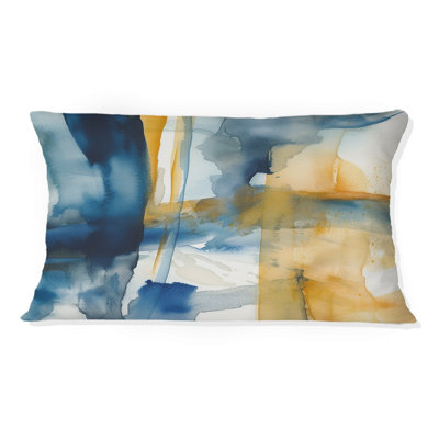 Coussin décoratif bleu et or Fusion V - Fractals