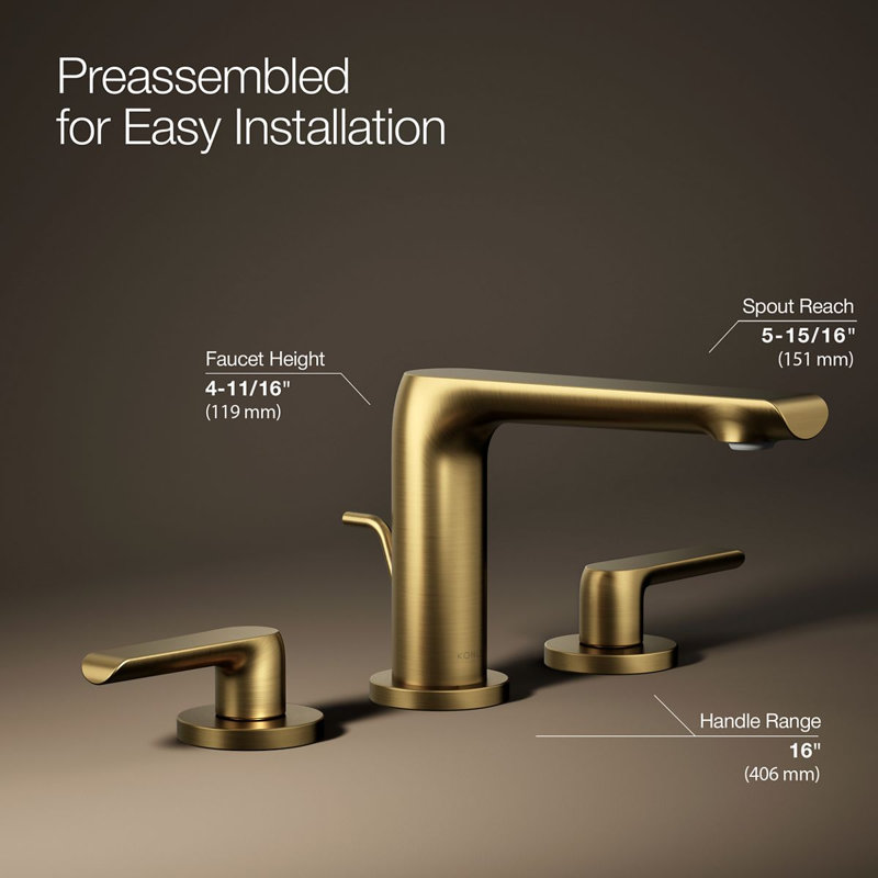 Robinet de lavabo de salle de bain avec drain Avid, Laiton brossé moderne éclatant