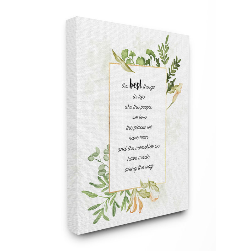 «The Best Things Green Gold Inspirational Word Design», impression, Toile tendue, H 20 po x l 16 po