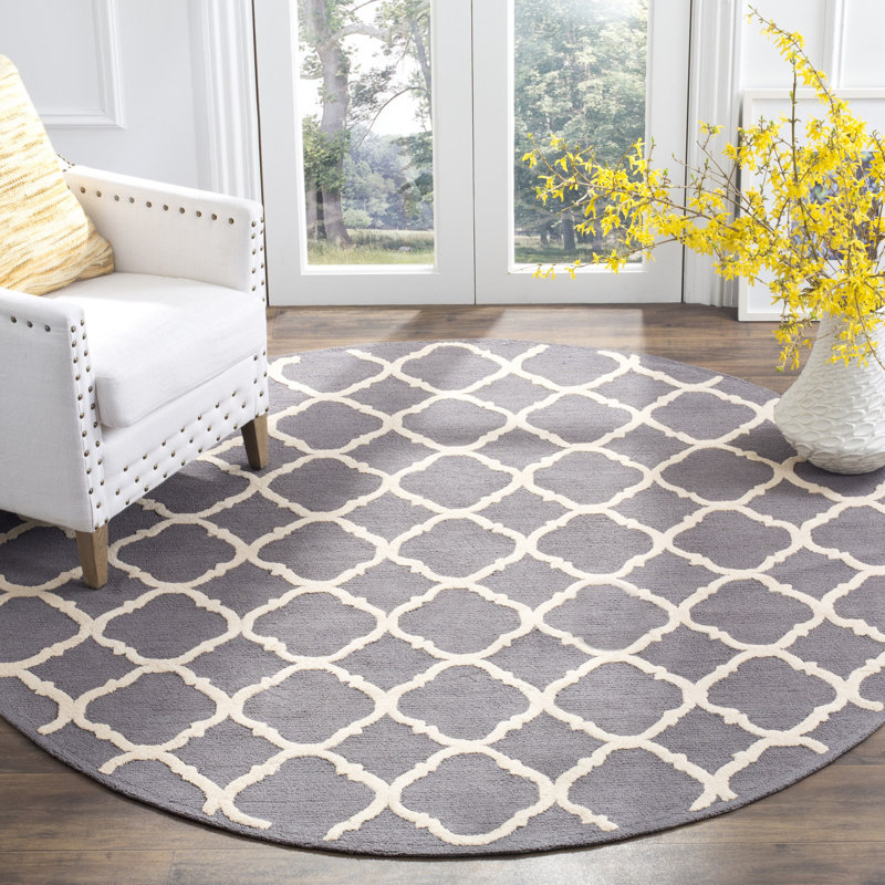 Fullerton Hand Hooked Cotton Pile Geometric Rug, Round 6'