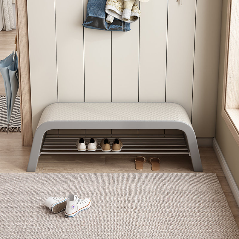 47.2in Shoe Rack Bench, Gray/Beige