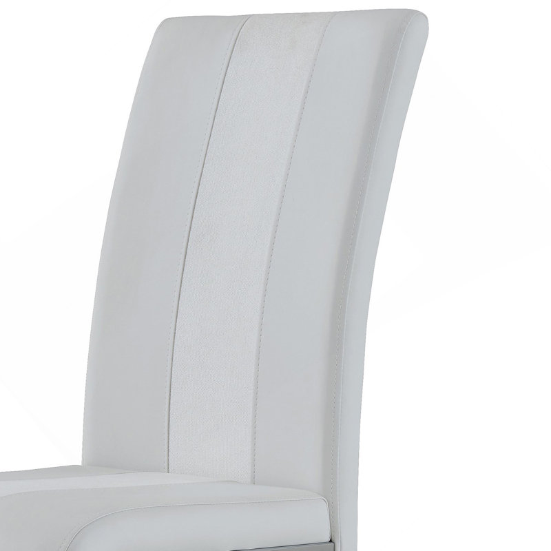 Chaise de salle à manger confortable en tissu avec des pieds en métal élégants pour une expérience de repas gracieuse, Blanc