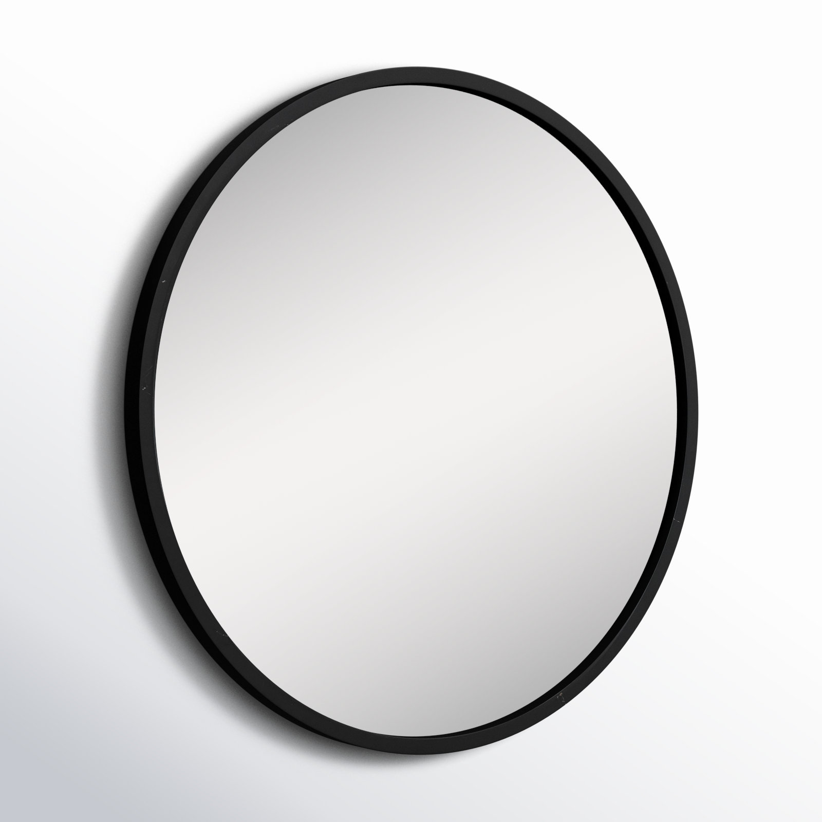 Arranjeet Modern Round Wall Mirror, 31.5" x 31.5", Black
