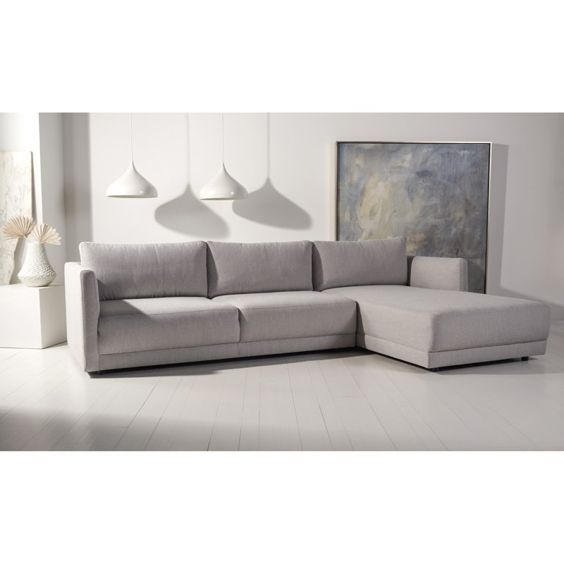 Kayden 2 - Piece Upholstered Chaise L-Sectional, Right Hand Facing, Light Gray Linen Blend