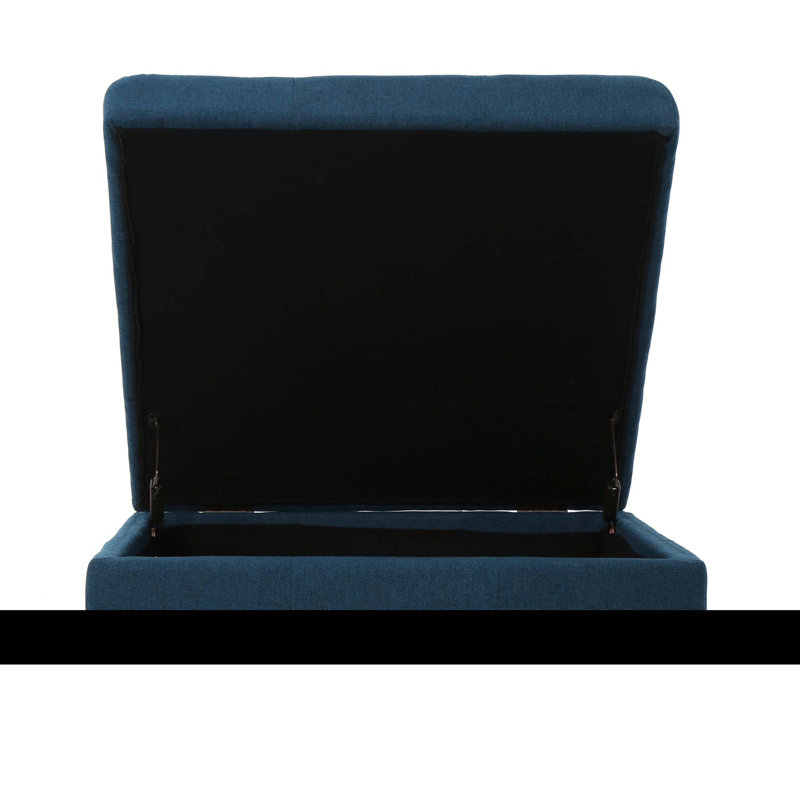 Repose-pieds carré capitonné avec rangement de 31 po Fittleton, Bleu marine