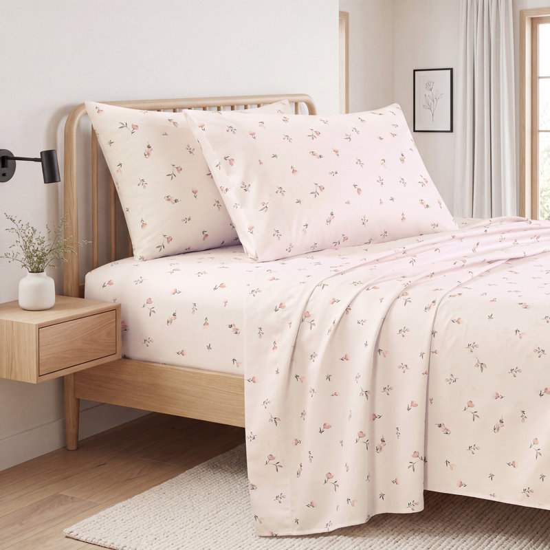 Literie 4 pièces à motifs floraux roses Southshore Fine Linens, taille Queen, motif Rose Whisper, Queen, Rose Whisper
