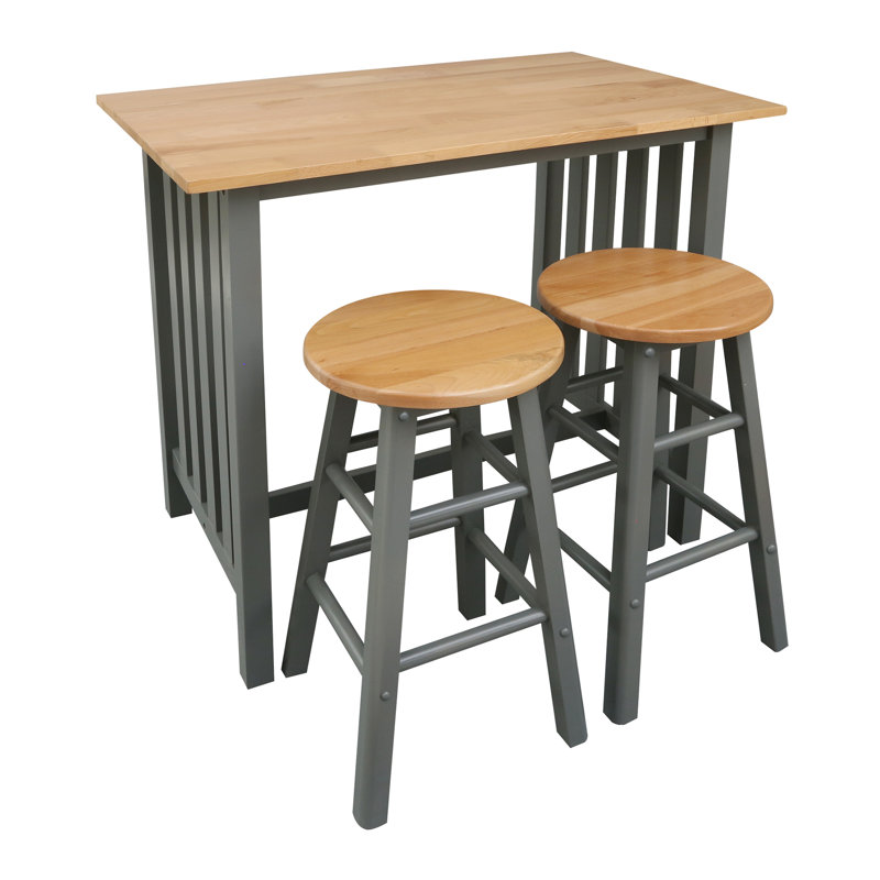 23.5 " W Kitchen Island Set with Solid Wood Top