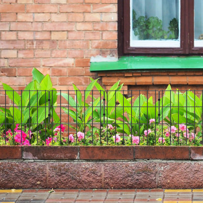 Paquet de 10 barrières de clôture, clôture de jardin décorative en métal antirouille de H 17 po x L 10,83 pi (L)