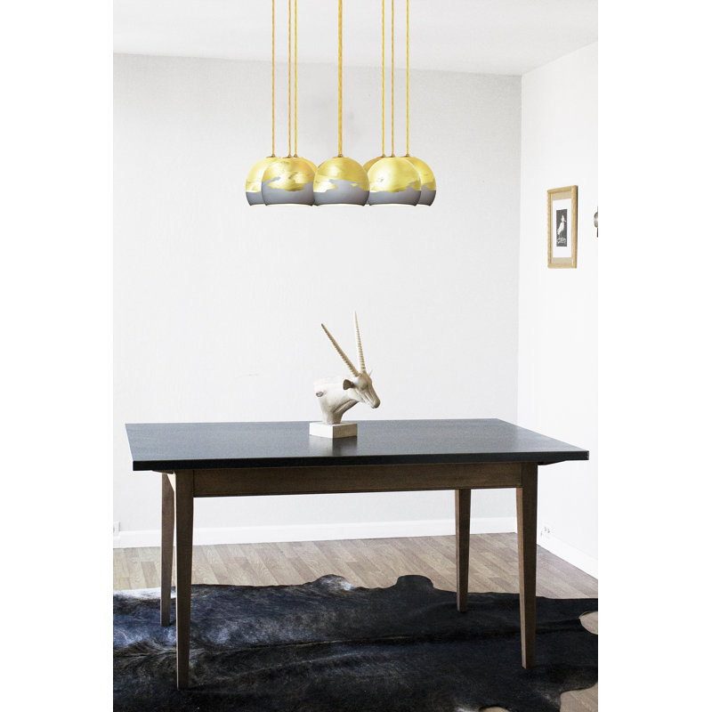 8 - Light Chandelier, Gray/Bronze, Brass Braided Cord, 72" H x 18" W x 18" D