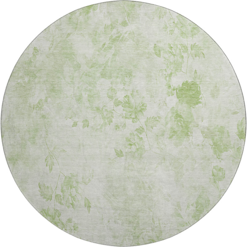 Premium Machine Washable Prisco Aloe Rug, Round 8'