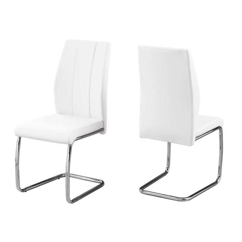 2 chaises de salle à manger élégantes, siège rembourré blanc, fabrication en métal, élégant pour la maison de 2 similicuir chic, base, zone tendance