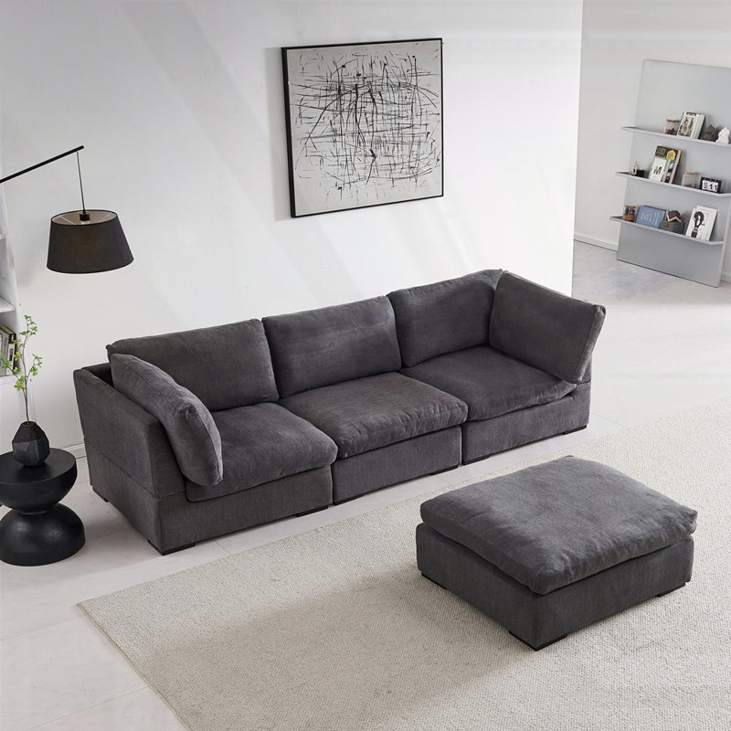 Canapé modulaire en L, Tissu gris foncé