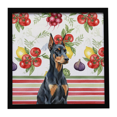 Doberman Pinscher Vegetables Framed Metal Print