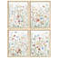 Ensemble de 4 reproductions d'art encadrées délicates fleurs sauvages pré-125120194-125120190