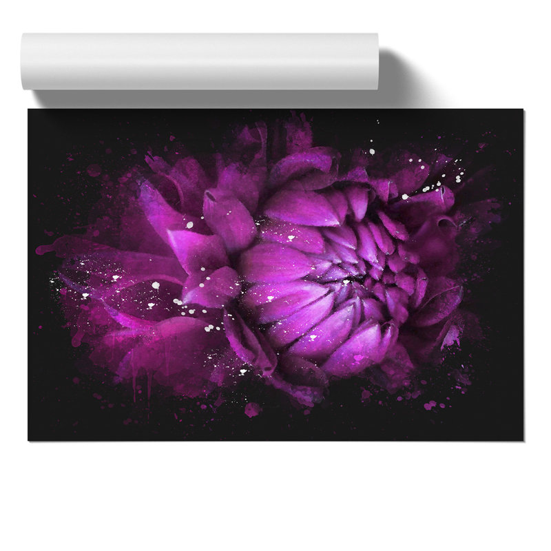 Purple Flower Paint Splash - Frameless Print, 21cm H x 30cm W x 0.1cm D